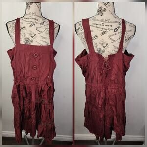 Pretty Angel Midi Dress SZ XL Silk Blend Corset Lace Up Artsy Whimsygoth Fairy